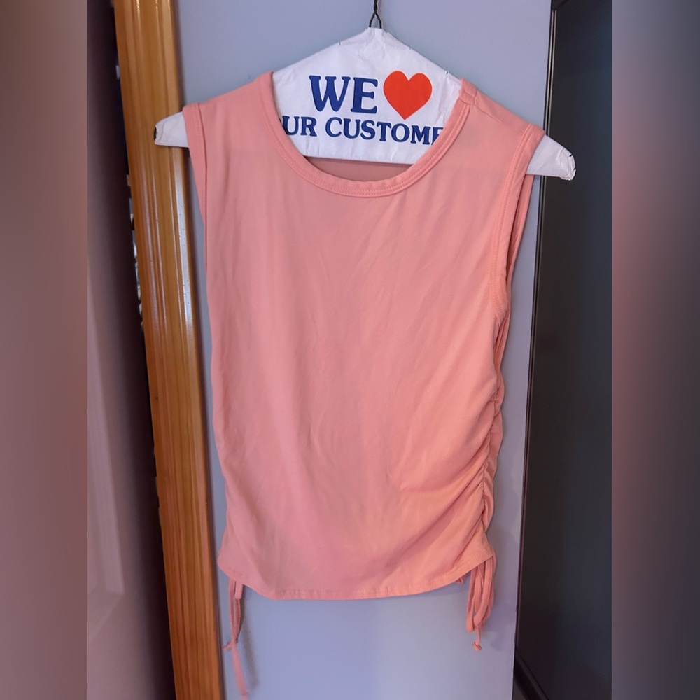 Aeropostale Orange Pink Ruched Tie Front Tank Top